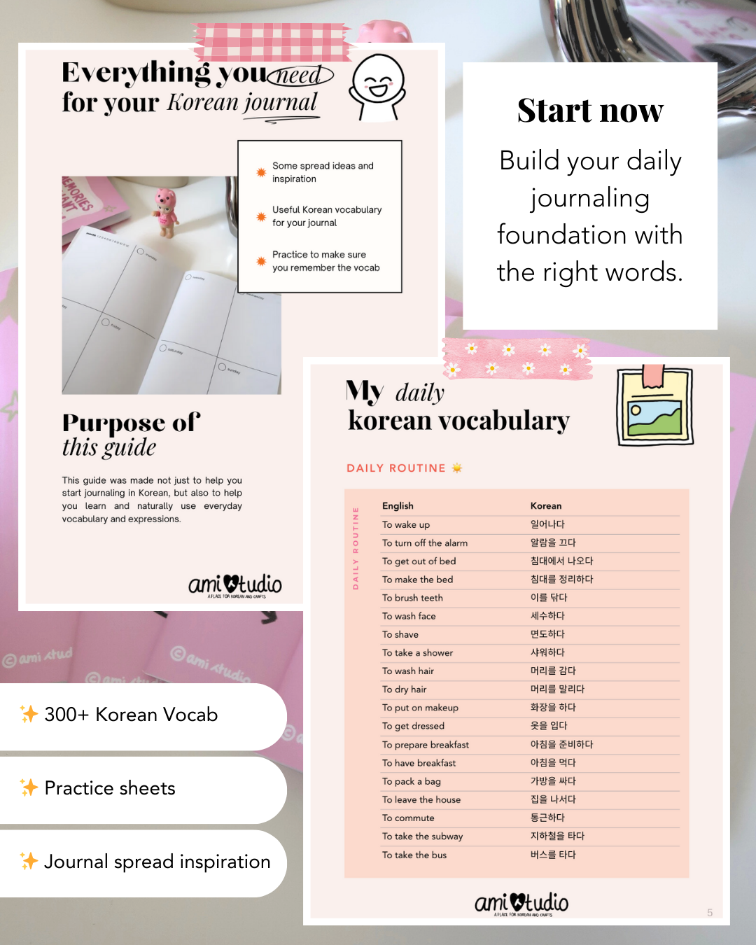 Korean Journaling - Vocabulary & Inspiration Guide (PDF)